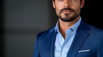 A close-up of a business casual outfit, featuring a tailored blazer over a crisp shirt, paired with chinos and loafers photo