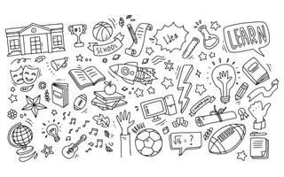 Hand drawn of school elements. Doodle of back to school sketch vector