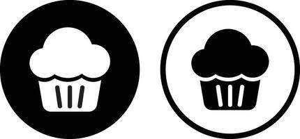 Cupcake icon set in two styles isolated on white background . illustration vector
