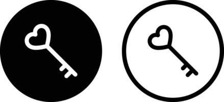 Heart shaped key icon in two styles . Love key icon . illustration vector