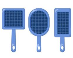 Set of brushes for pets, pet comb in flat style vector