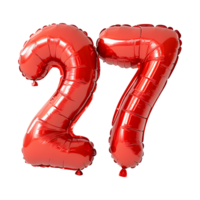Number 27 balloon isolated on a transparent background png