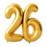Number 26 balloon isolated on a transparent background png