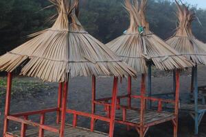 Seaview from bamboo hut on beach on Bali in Indonesia photo