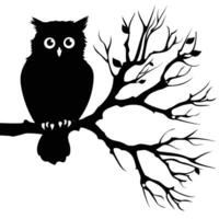 Owl Face, Owl Silhouette illustration on white background vector