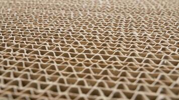Corrugated cardboard stack, close-up view. Folded stacked boxes in storage warehouse video
