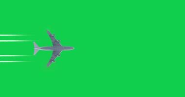 Airplane bottom on a green screen. Modern aircraft leaves contrails behind it. video