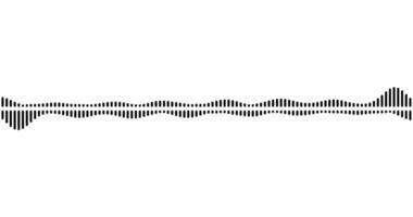 Black audio waveform, seamless loop animation. Double sound wave equalizer isolated on white solid background video