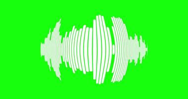 Sound wave animation. Distorted waveform equalizer isolated on green chroma key video