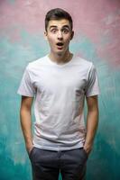 College Boy, Elegant, Distinctive, Mockup T Shirt Template, Ideal For A Mockup for Corporate, Non-profit, Music photo