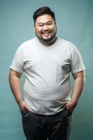 Filipino Obese Working Professional, Contemporary, Crisp, White Oversized T-Shirt 3D Rendering, Universal Clothing for Multi-purpose, Wedding, Fashion photo