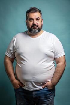 Greek Obese Middle-Aged, Contemporary, Crisp, Half Sleeves, Suitable For Design Mockups And Print Applications for Educational, Photography, Events photo