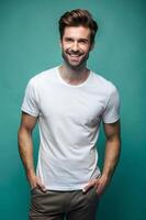 American Hourglass Working Professional, Sophisticated, Simple, Realistic T Shirt Mockup, Ideal For A Mockup for Business, Health and Fitness, Music photo