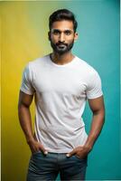 Bangladeshi Rectangular Adult, Sleek, Crisp, White Oversized T-Shirt 3D Rendering, Ideal For A Mockup for News, Marketplace, Fashion photo
