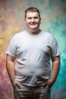 Russian Obese College Boy, Innovative, Crisp, T-Shirt 3D Rendering, Template Of Fashion Clothes for Business, Health and Fitness, Creative Agency photo