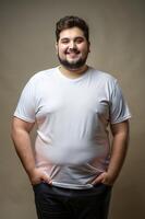 Turkish Overweight College Boy, Sophisticated, Futuristic, T-Shirt 3D Rendering, Template Of Fashion Clothes for Business, Personal, Events photo
