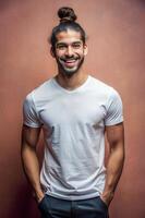 Egyptian Mesomorph Musculargym Teen Boy, Contemporary, Artistic, T-Shirt 3D Rendering, Suitable For Design Mockups And Print Applications for Blog, Marketplace, Creative Agency photo