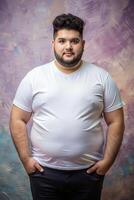 Egyptian Obese College Boy, Stylish, Polished, White Oversized T-Shirt 3D Rendering, Suitable For Design Mockups And Print Applications for Portfolio, Photography, Fashion photo