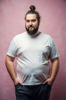 European Overweight Working Professional, Fresh, Harmonious, Half Sleeves, Ideal For A Mockup for Business, Photography, Events photo