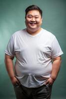 Malaysian Obese Gym Guy, Sleek, Distinctive, Unisex T Shirt Mockup, Template Of Fashion Clothes for News, Photography, Fashion photo