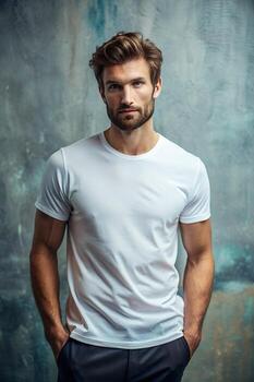 francés atlético gimnasio chico, elegante, simple, camiseta 3d representación, ideal para un Bosquejo para corporativo, mercado, eventos foto