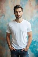 English Endomorph Fatty Working Professional, Refined, Streamlined, Mockup T Shirt Template, Suitable For Design Mockups And Print Applications for Magazine, Entertainment, Creative Agency photo
