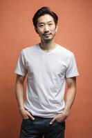 Japanese Rectangular Adult, Refined, Harmonious, Mockup T Shirt Template, Suitable For Design Mockups And Print Applications for News, Community, Creative Agency photo