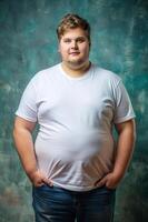 German Endomorph Fatty College Boy, Sophisticated, Polished, Half Sleeves, Universal Clothing for Corporate, Non-profit, Creative Agency photo