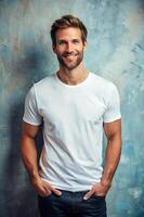 American Athletic Adult, Sophisticated, Bold, Realistic T Shirt Mockup, Suitable For Design Mockups And Print Applications for Corporate, Wedding, Technology photo