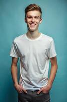 German Underweight College Boy, Refined, Crisp, Half Sleeves, Suitable For Design Mockups And Print Applications for News, Entertainment, Events photo