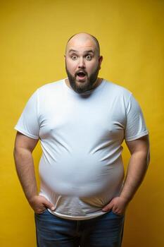 Inglés obeso gimnasio chico, elegante, futurista, realista t camisa Bosquejo, modelo de Moda ropa para de múltiples fines, salud y aptitud física, eventos foto