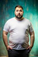 Greek Obese Gym Guy, Fresh, Harmonious, T-Shirt 3D Rendering, Template Of Fashion Clothes for Retail, Personal, Events photo