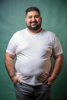 Argentine Obese Working Professional, Elegant, Harmonious, Unisex T Shirt Mockup, Template Of Fashion Clothes for Educational, Restaurant, Technology photo