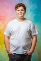Australian Overweight Teen Boy, Elegant, Polished, Half Sleeves, Ideal For A Mockup for Educational, Travel, Technology photo