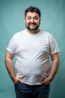 Turkish Overweight Middle-Aged, Contemporary, Bold, Half Sleeves, Ideal For A Mockup for Retail, Community, Music photo