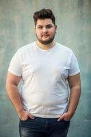 Spanish Obese College Boy, Fresh, Harmonious, Perfect For Fashion, Clothing, Template Of Fashion Clothes for Blog, Non-profit, Events photo