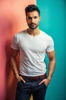 Brazilian Lean Healthy Working Professional, Stylish, Harmonious, T-Shirt 3D Rendering, Universal Clothing for Magazine, Marketplace, Events photo