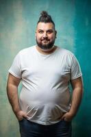Italian Obese Adult, Chic, Harmonious, Perfect For Fashion, Clothing, Suitable For Design Mockups And Print Applications for Business, Health and Fitness, Events photo