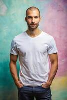 Egyptian Mesomorph Musculargym Adult, Innovative, Crisp, Mockup T Shirt Template, Ideal For A Mockup for Magazine, Entertainment, Technology photo