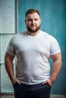 Canadian Overweight Gym Guy, Elegant, Balanced, T-Shirt 3D Rendering, Universal Clothing for Multi-purpose, Health and Fitness, Events photo