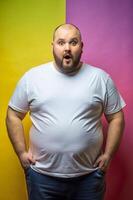 English Obese Gym Guy, Contemporary, Balanced, T-Shirt 3D Rendering, Ideal For A Mockup for Business, Non-profit, Fashion photo