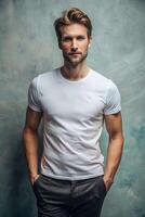 Swedish Lean Healthy Working Professional, Refined, Crisp, White Oversized T-Shirt 3D Rendering, Suitable For Design Mockups And Print Applications for Magazine, Entertainment, Events photo