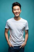 Korean Underweight Working Professional, Stylish, Bold, Mockup T Shirt Template, Mock Up T Shirt Concept for Blog, Marketplace, Events photo