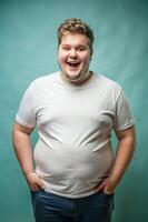 Dutch Endomorph Fatty College Boy, Sleek, Crisp, Half Sleeves, Suitable For Design Mockups And Print Applications for Corporate, Wedding, Fashion photo