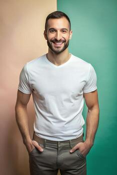 Italian Apple-Shaped Working Professional, Fresh, Simple, Half Sleeves, Suitable For Design Mockups And Print Applications for Portfolio, Health and Fitness, Events photo