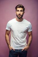 Italian Rectangular Working Professional, Chic, Polished, White Oversized T-Shirt 3D Rendering, Universal Clothing for Blog, Restaurant, Creative Agency photo