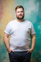 Dutch Obese Working Professional, Timeless, Harmonious, White Oversized T-Shirt 3D Rendering, T Shirt White Model for Retail, Marketplace, Technology photo