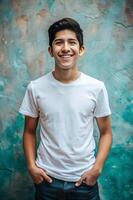 Mexican Rectangular College Boy, Sophisticated, Crisp, White Oversized T-Shirt 3D Rendering, Template Of Fashion Clothes for Blog, Real Estate, Fashion photo