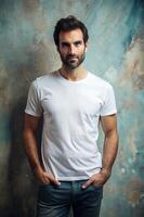 French Rectangular Adult, Fresh, Crisp, White Oversized T-Shirt 3D Rendering, Ideal For A Mockup for Business, Entertainment, Technology photo