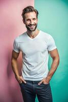 German Lean Healthy Gym Guy, Elegant, Distinctive, Perfect For Fashion, Clothing, Suitable For Design Mockups And Print Applications for Educational, Entertainment, Events photo